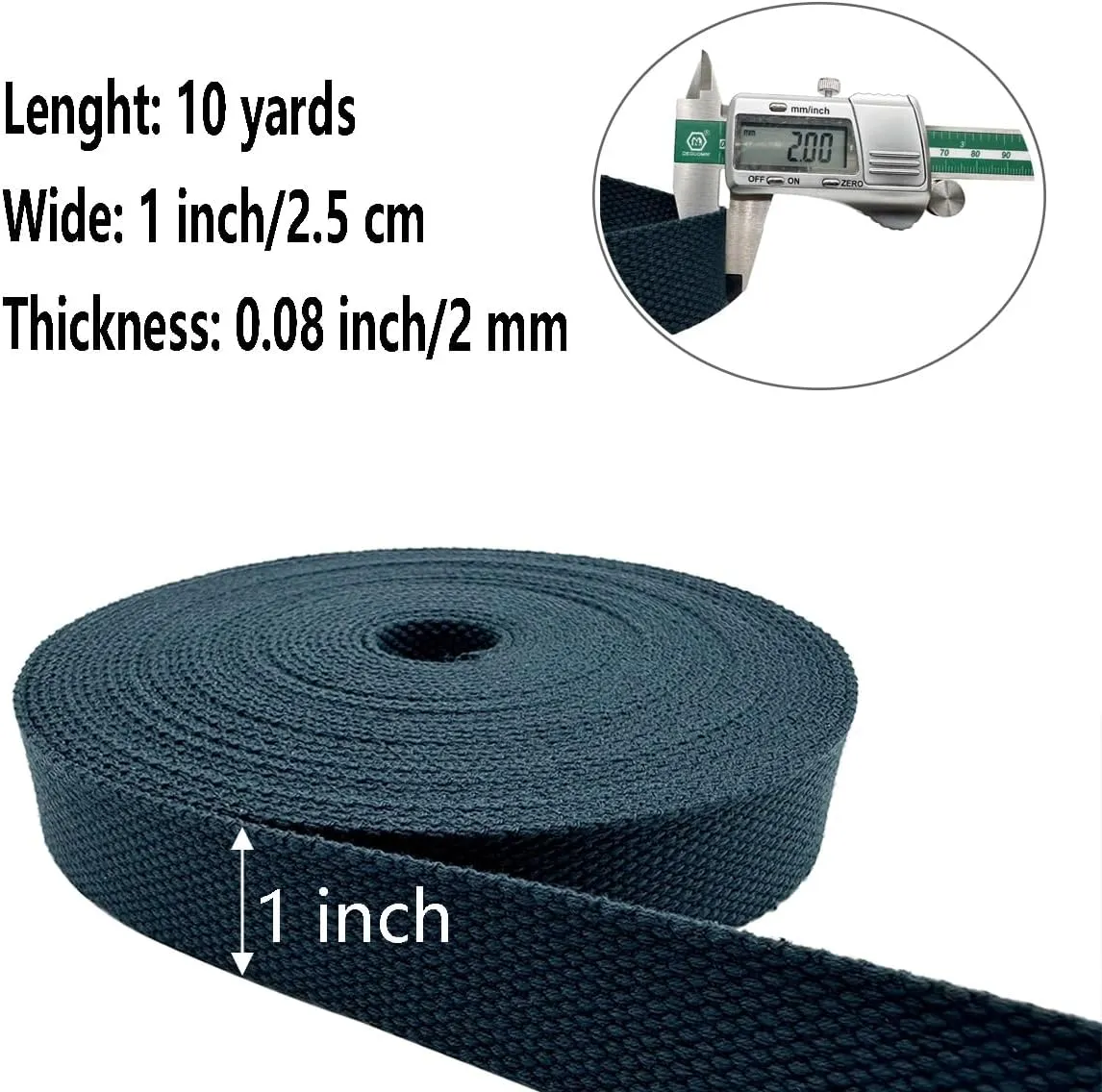 1 Inch Heavy Cotton Webbing 10 Yard Webbing Straps for Bags Handles,Tote Bag Webbing，Cloth Belt,Making Outdoor Supplies
