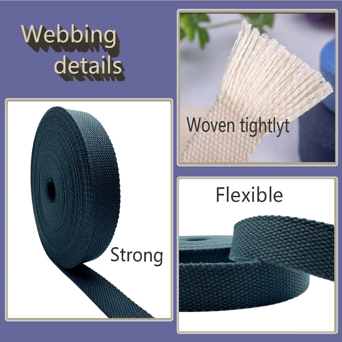 1 Inch Heavy Cotton Webbing 10 Yard Webbing Straps for Bags Handles,Tote Bag Webbing，Cloth Belt,Making Outdoor Supplies