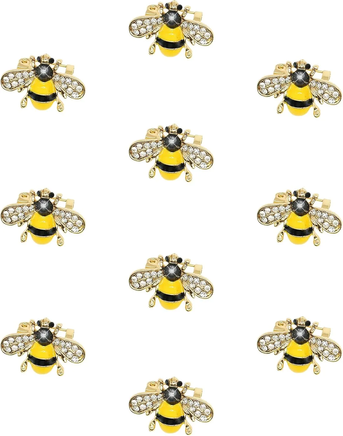10 Pack Rhinestone Bee Brooches Pins Set Cute Enamel Crystal Animal Lapel Pin Brooch Badges Jewelry Set for Women Clothing Bags Backpacks Hat