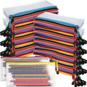100 Pack Pencil Pouch Bulk Mesh Zipper Pencil Cases 9.5'' x 4.5'' Small Clear Holder Storage Case Multipurpose Cosmetics Toiletry Bags for Office, File, Travel, Stationery(100 Pieces)