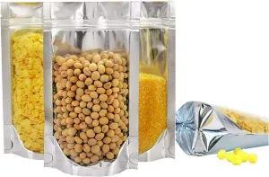 100PCS Resealable Smell Proof Bags with Clear Front Window, Zip Lock Stand Up Aluminum Foil Bags Mylar Food Storage Bags Pouch for Dry Food, Snack, Jewelry, Electronics（8x12 4inch）