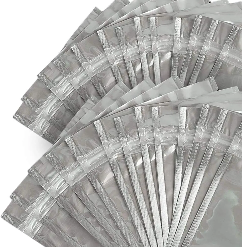 100PCS Resealable Smell Proof Bags with Clear Front Window, Zip Lock Stand Up Aluminum Foil Bags Mylar Food Storage Bags Pouch for Dry Food, Snack, Jewelry, Electronics（8x12 4inch）