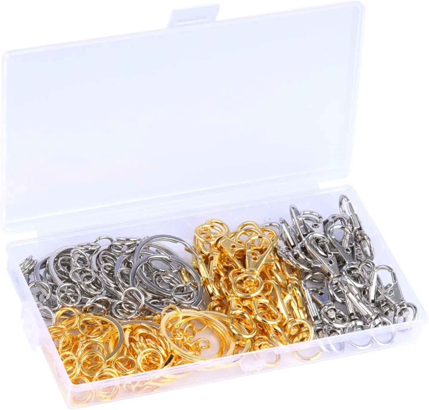 160Pcs Clasp Jump Rings Keyrings with Chain Set for Backpacks Handbag Hardware Fasteners
