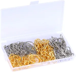 160Pcs Clasp Jump Rings Keyrings with Chain Set for Backpacks Handbag Hardware Fasteners
