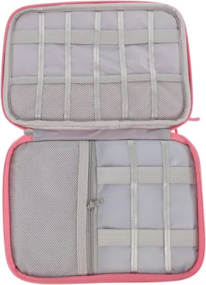 1pc Waterproof Storage Bag Travel Tidy Electronic Bags Small Tech Compatible Pouches Container Accessories Multifunctional Organizer Waterproof New Fabric Pink