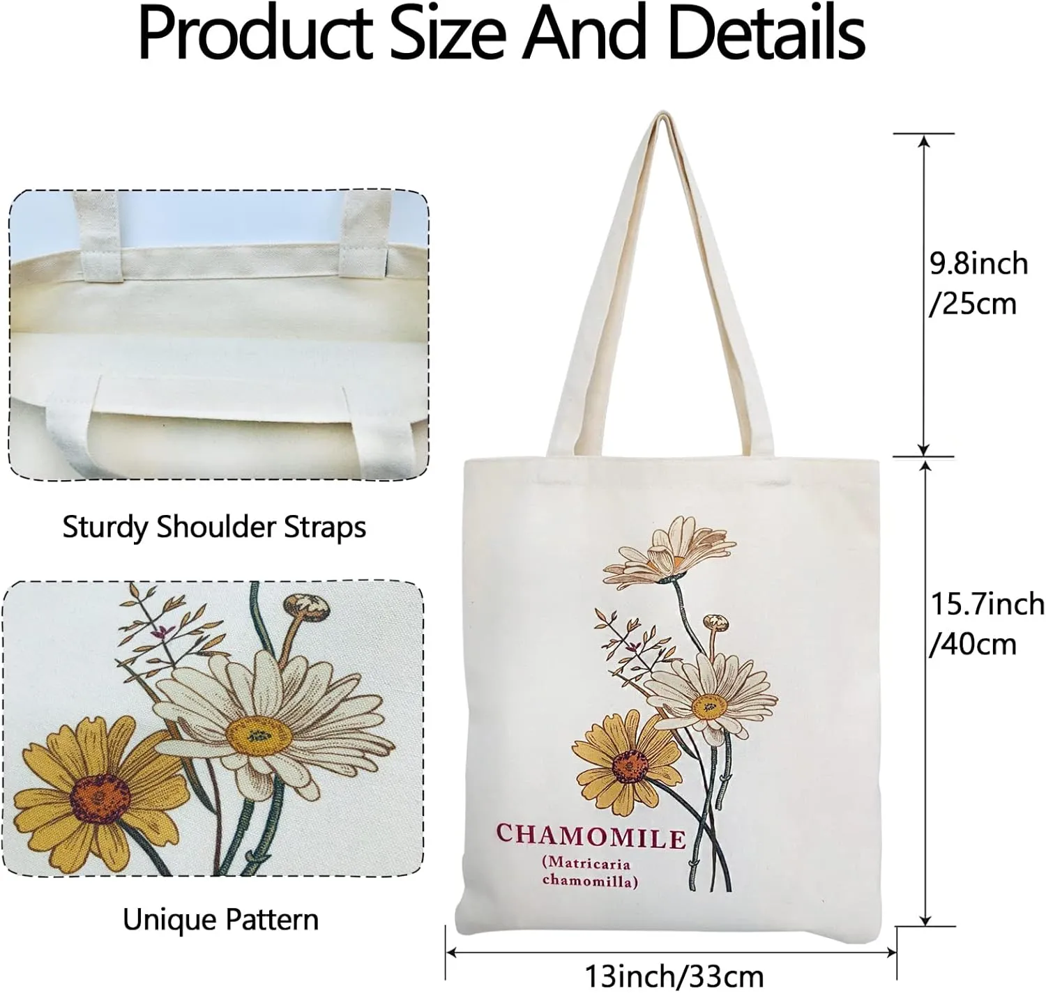 2 PCS Floral Tote Bag Aesthetic Flowers Botanical Shopping Bag Beautiful Flowers Reusable Grocery Bag for Women