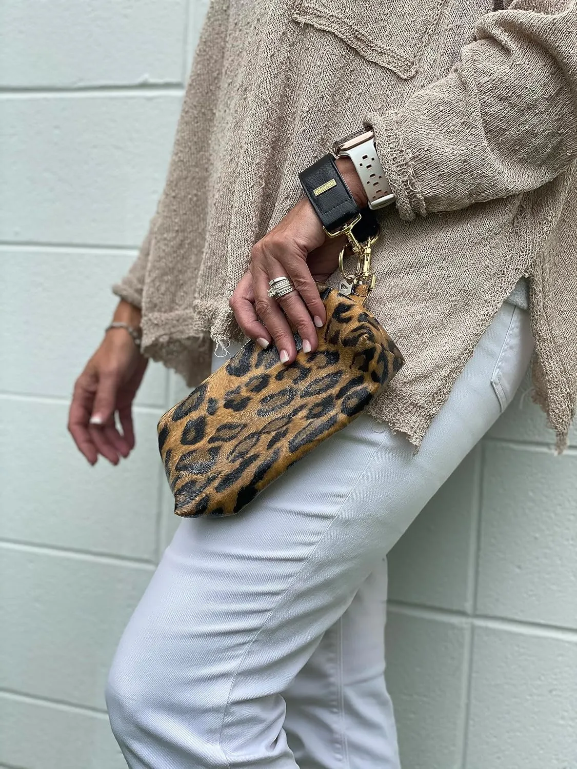 2-Piece Luxe Wristlet Set (IT Bag and a Key Ring Bracelet) Vegan Leather Classic Clutch Luxury Purse for Women