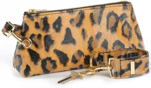 2-Piece Luxe Wristlet Set (IT Bag and a Key Ring Bracelet) Vegan Leather Classic Clutch Luxury Purse for Women