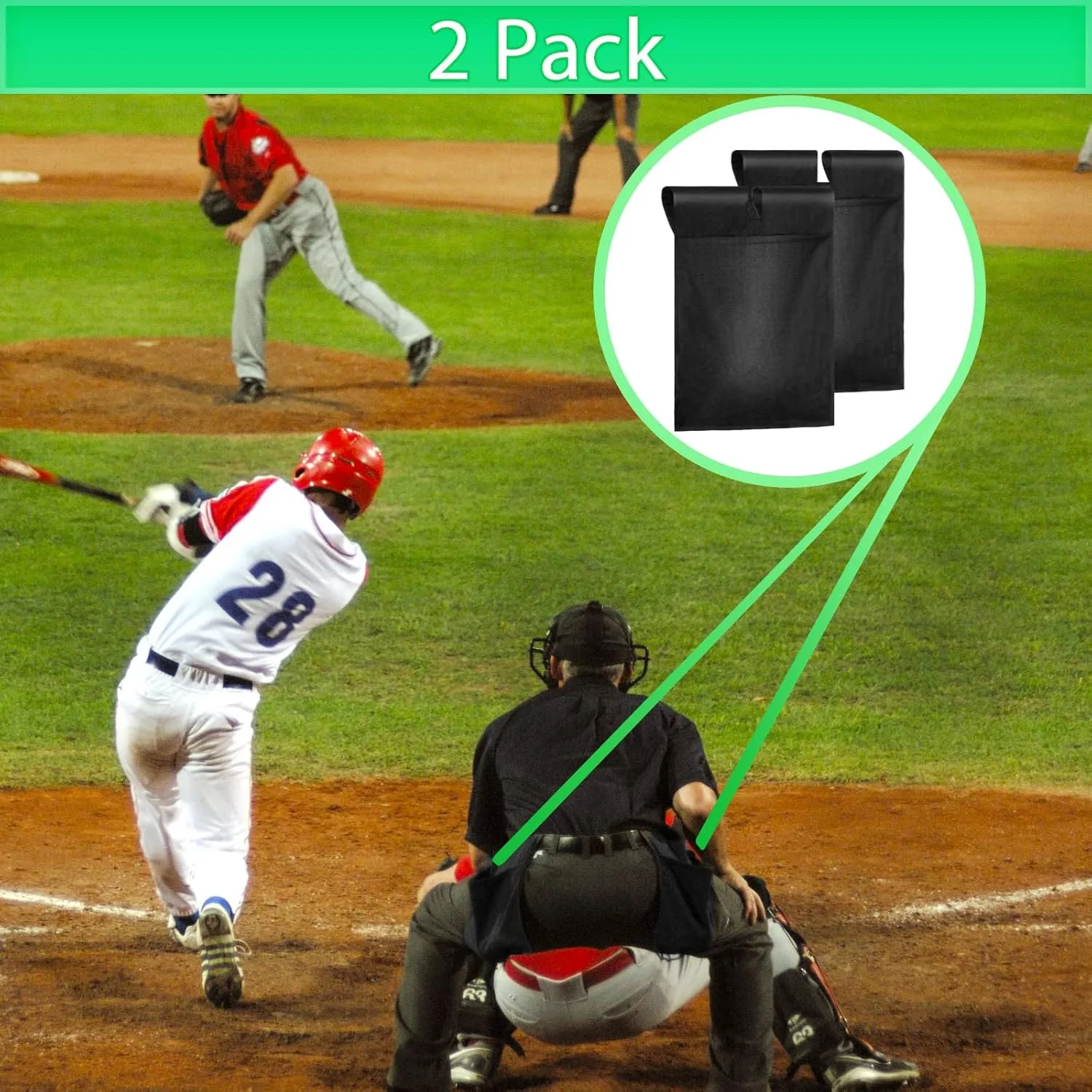 2 Pieces Umpire Ball Bag Umpire Gear Baseball Softball Umpire Bag Quality Woven Polyester Fabric for Baseball Softball with Belt Extra Large