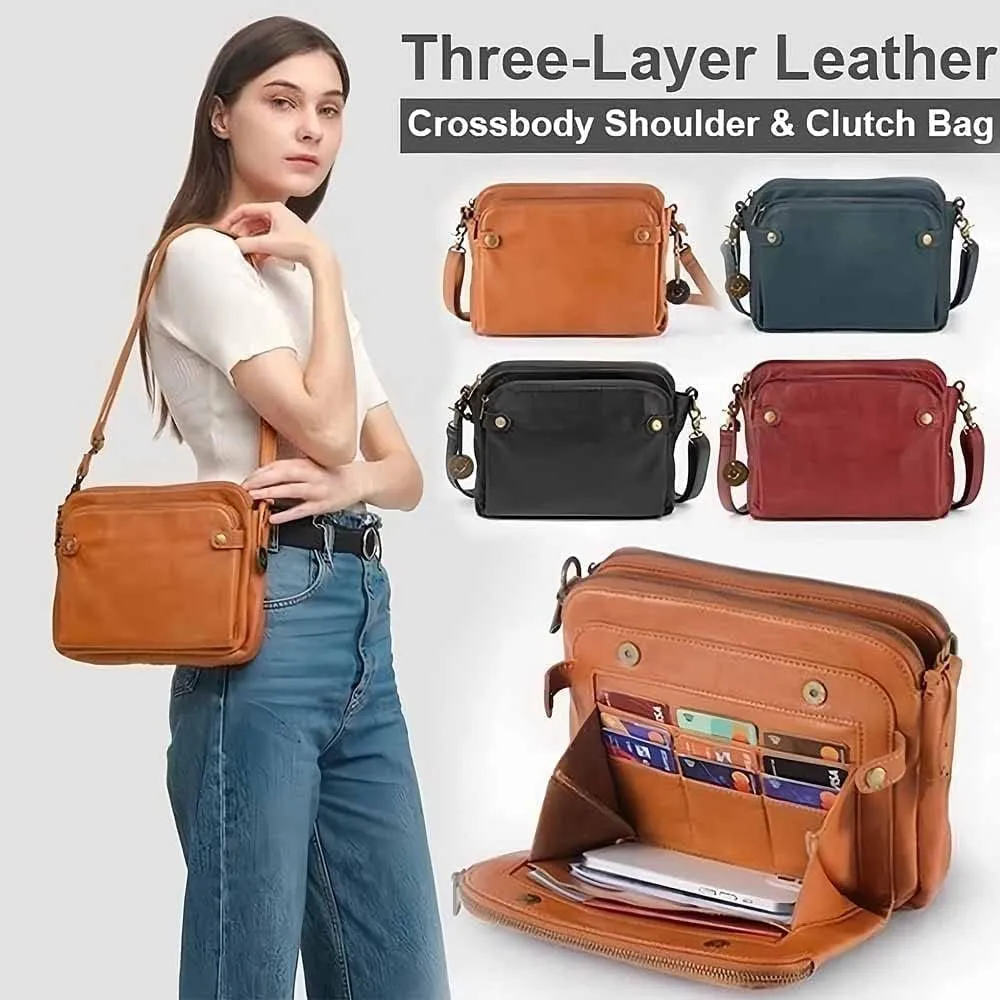 2023 New Crossbody Shoulder Bags And Clutches, Off-Crossbody Leather Shoulder Bags, Purse With Built Multiple Compartments