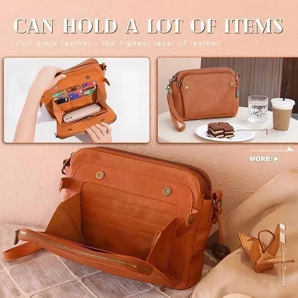 2023 New Crossbody Shoulder Bags And Clutches, Off-Crossbody Leather Shoulder Bags, Purse With Built Multiple Compartments