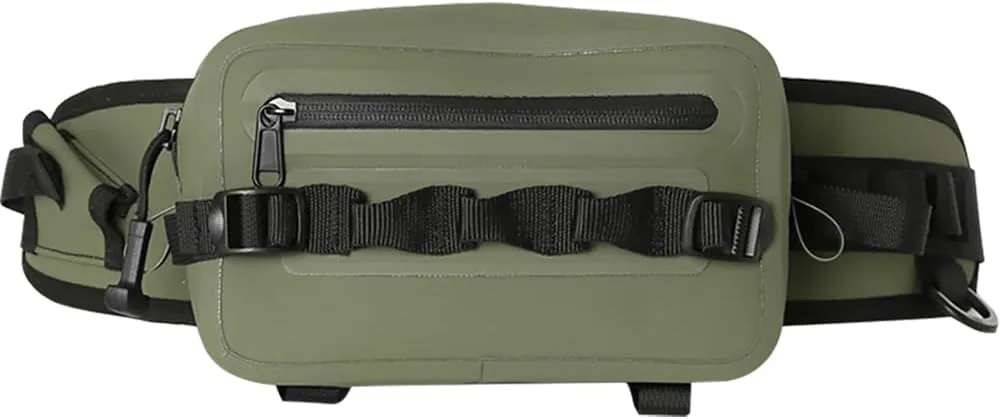 2.1L Waterproof Waist Bag - TPU Military Green Packet with Airtight Zipper Closure, Lightweight Sling Bag for River Fly Fishing