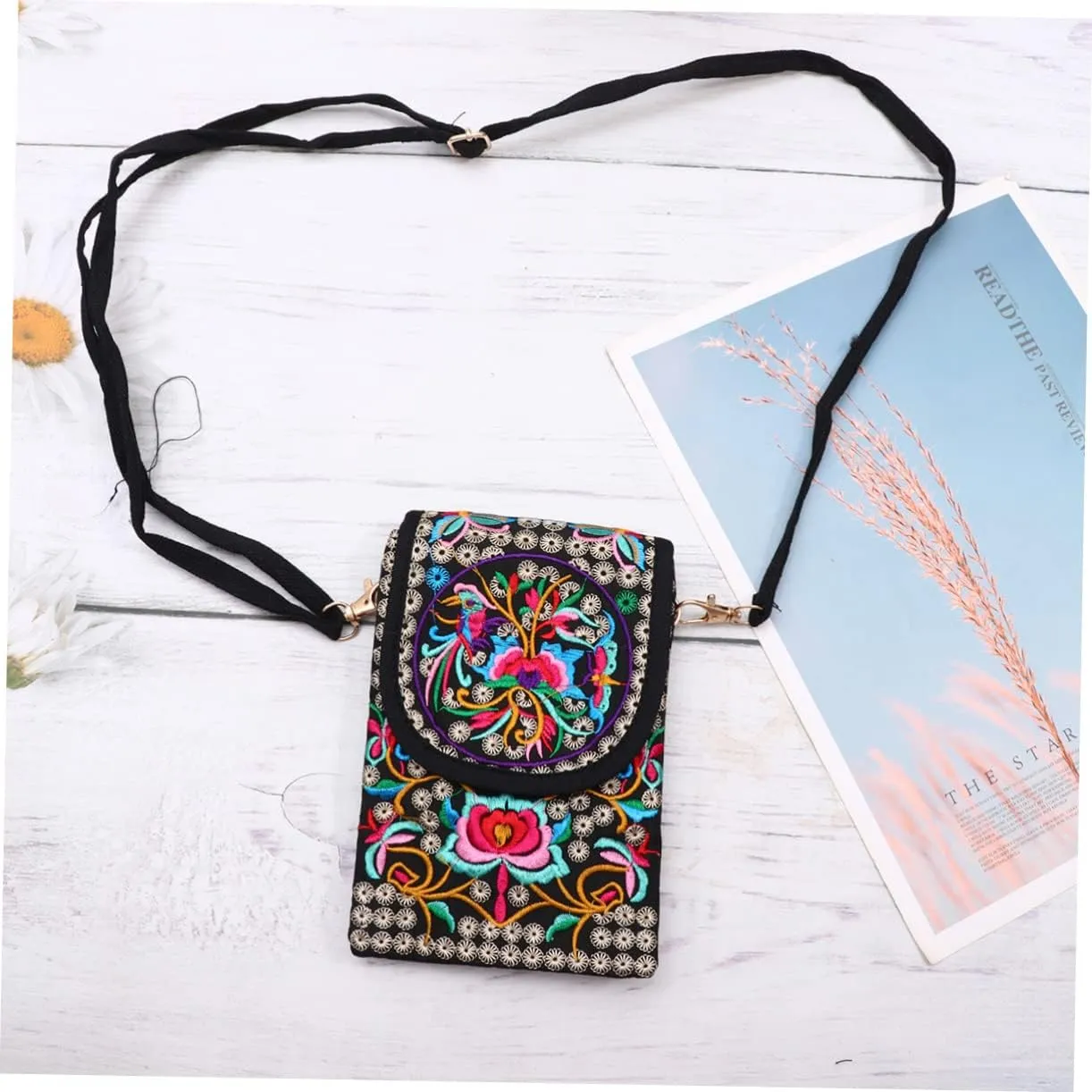 2pcs Embroidered Phone Case Crossbody Wallets for Women Cellphone Crossbody Purse for Women Travel