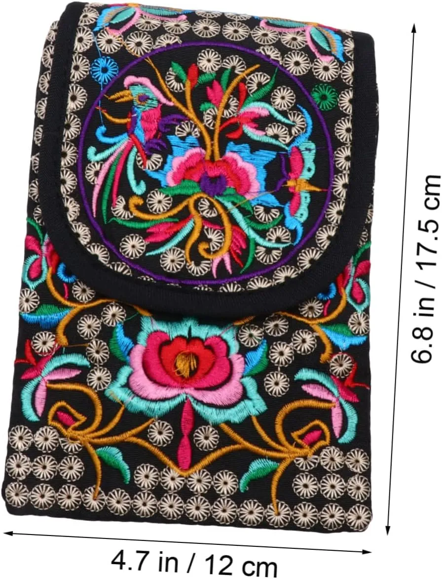 2pcs Embroidered Phone Case Crossbody Wallets for Women Cellphone Crossbody Purse for Women Travel