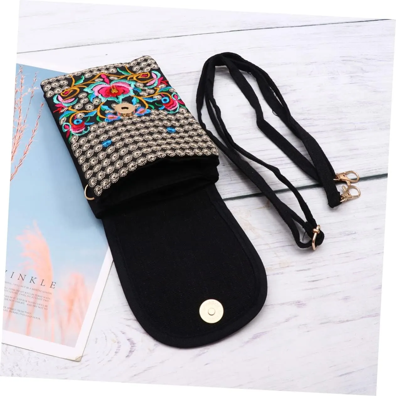 2pcs Embroidered Phone Case Crossbody Wallets for Women Cellphone Crossbody Purse for Women Travel