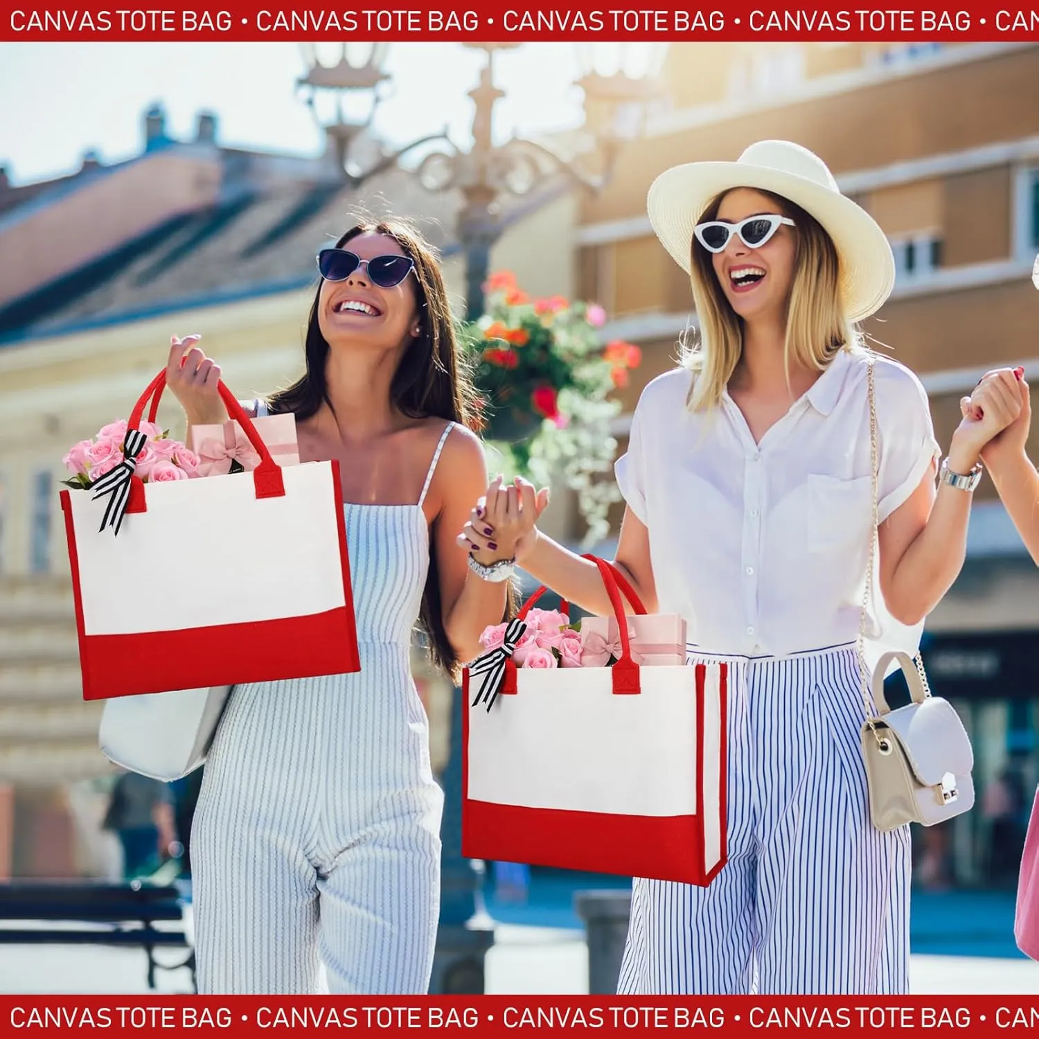 3 Pcs Initial Canvas Tote Bag Reusable Blank Grocery Personalized Present Bag for Bridesmaid Wedding Birthday