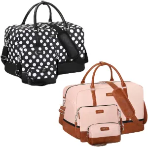 3PCS Weekender Bag for Women Overnight Bag Travel Bag Carry on Duffle Bag with Shoe Compartment Fit 21.5" Laptop