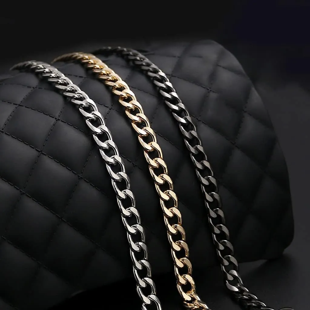 4 Pieces Different Sizes DIY iron flat chain belt, handbag replacement belt, shoulder belt, wallet chain belt, metal buckle(7.9 inch, 15.7 inch, 31.5 inch, 47.2 inch) Gold