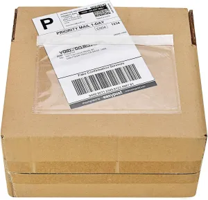 4000 7.5" x 5.5" Clear Adhesive Top Loading Packing List/Label Envelopes Pouches