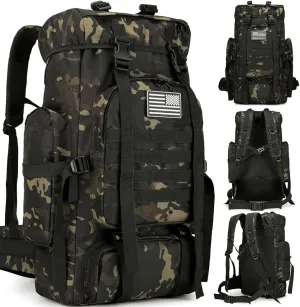 45L Hiking Backpack Waterproof Travel Backpack Lightweight Outdoor Daypack Camping Backpack for Men Women (Black CP)