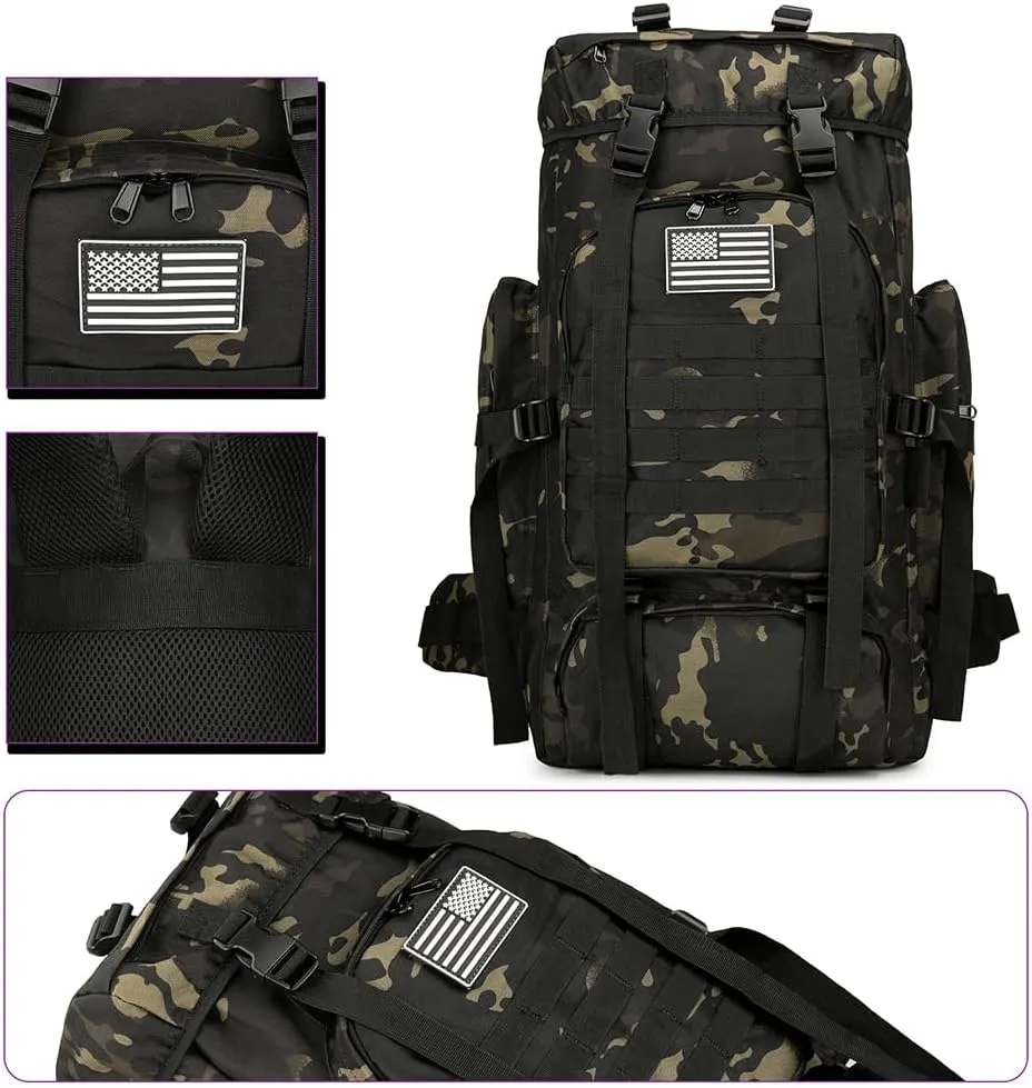 45L Hiking Backpack Waterproof Travel Backpack Lightweight Outdoor Daypack Camping Backpack for Men Women (Black CP)