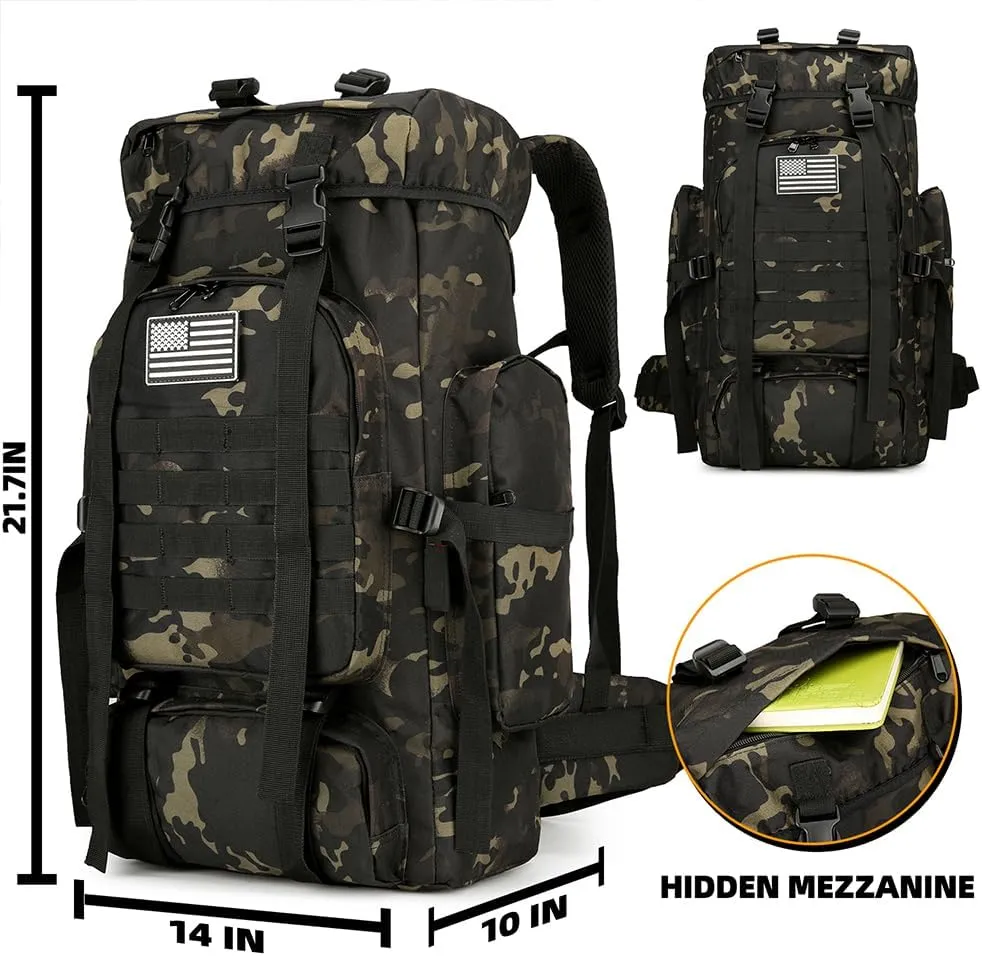45L Hiking Backpack Waterproof Travel Backpack Lightweight Outdoor Daypack Camping Backpack for Men Women (Black CP)