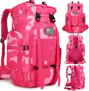 45L Hiking Backpack Waterproof Travel Backpack Lightweight Outdoor Daypack Camping Backpack for Men Women (Pink Camo)