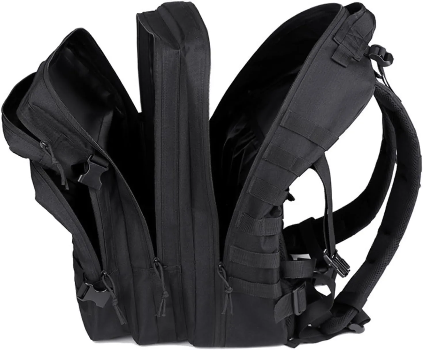 45L Military Tactical Backpack Molle Army Assault Pack 3-Day Bug Out Bag for Hiking, Camping & Outdoor Survival - Black