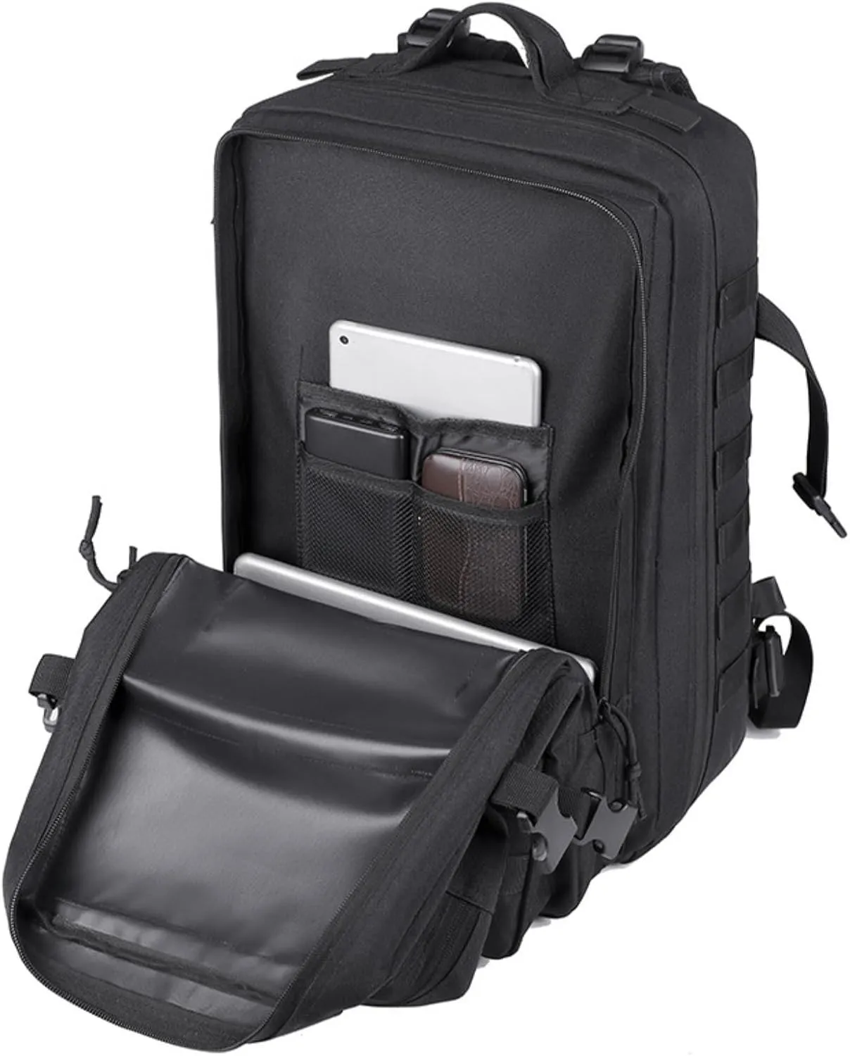 45L Military Tactical Backpack Molle Army Assault Pack 3-Day Bug Out Bag for Hiking, Camping & Outdoor Survival - Black