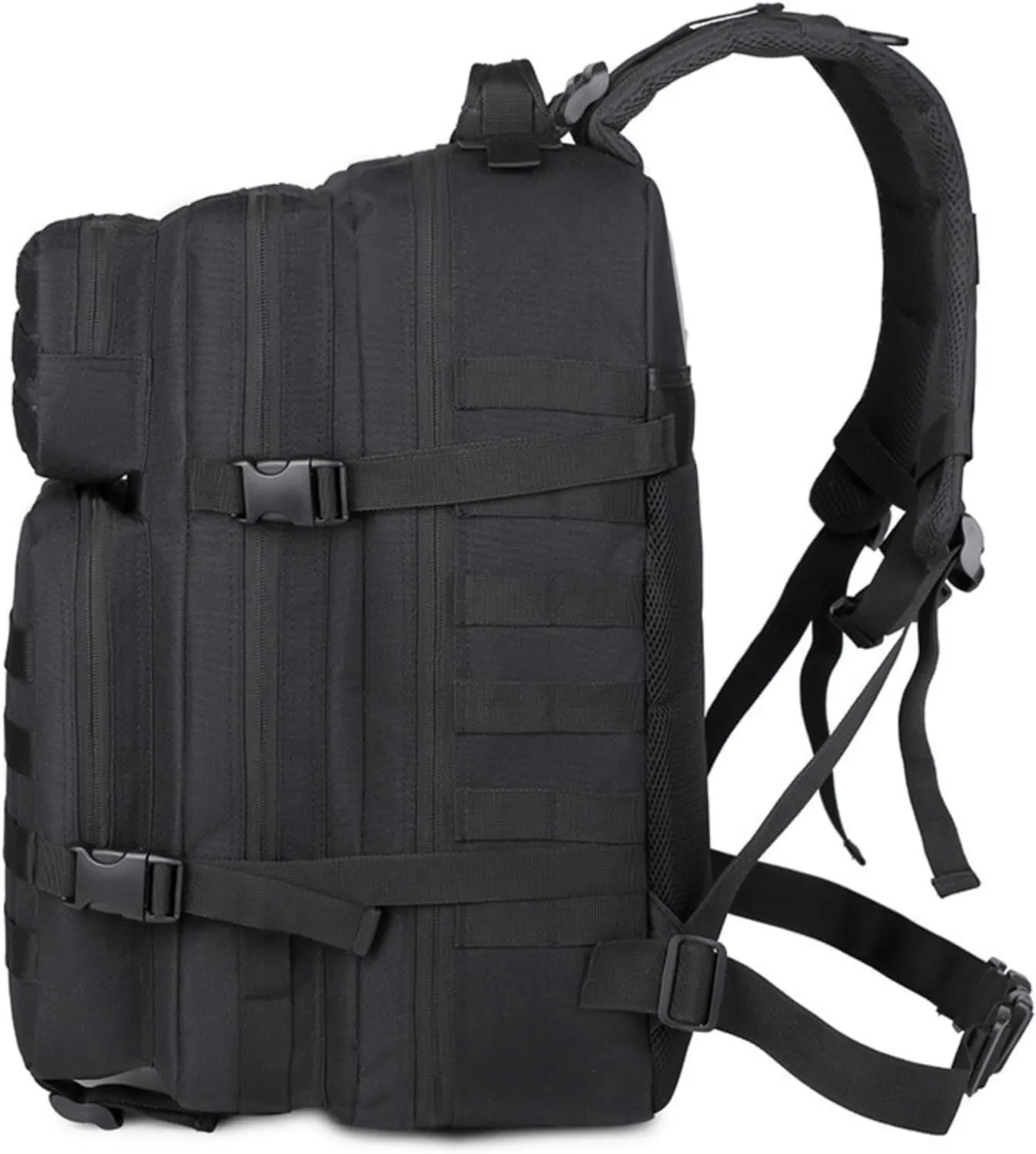 45L Military Tactical Backpack Molle Army Assault Pack 3-Day Bug Out Bag for Hiking, Camping & Outdoor Survival - Black
