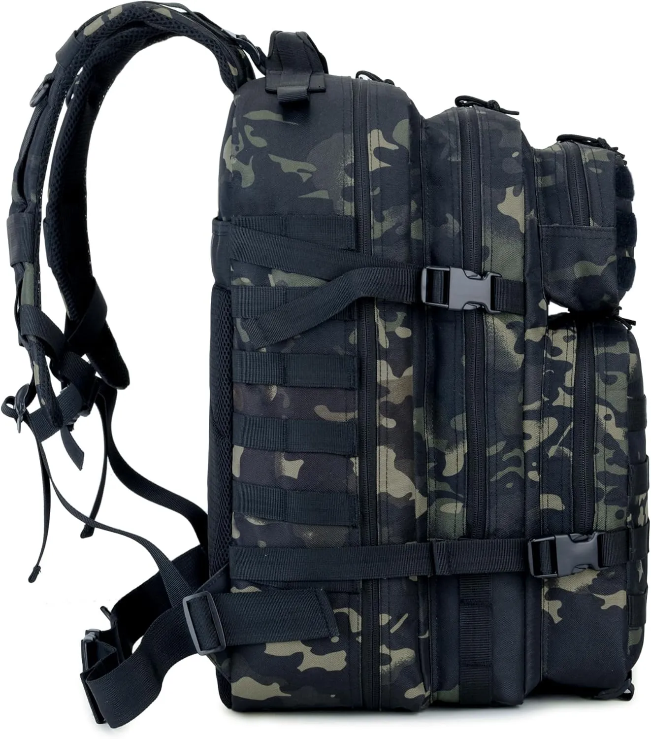 45L Tactical Backpack for Men & Women,Military Molle Rucksack with 900D Fabric,3-Day Bug Out Bag,Hiking Trekking Gym Emergency Survival Backpack(Black-cp)