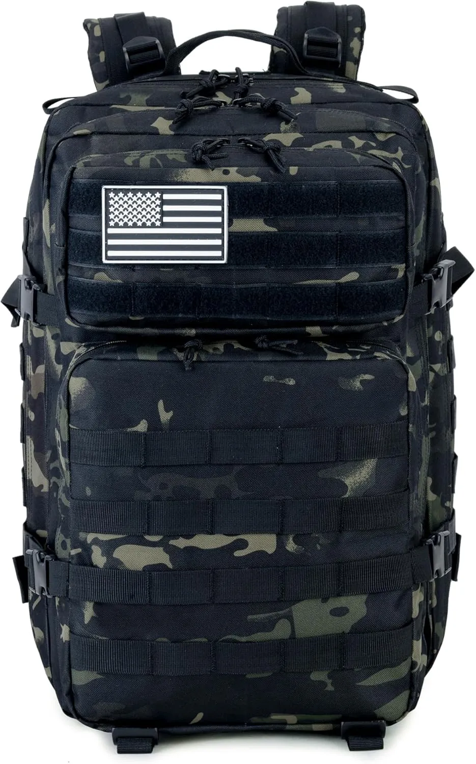 45L Tactical Backpack for Men & Women,Military Molle Rucksack with 900D Fabric,3-Day Bug Out Bag,Hiking Trekking Gym Emergency Survival Backpack(Black-cp)