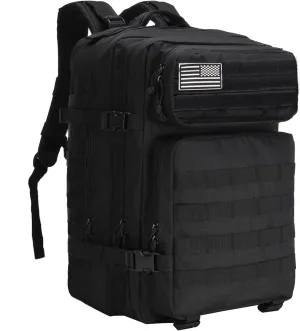 45L Tactical Backpack for Men & Women,Military Molle Rucksack with 900D Fabric,3-Day Bug Out Bag,Hiking Trekking Gym Emergency Survival Backpack(Black)