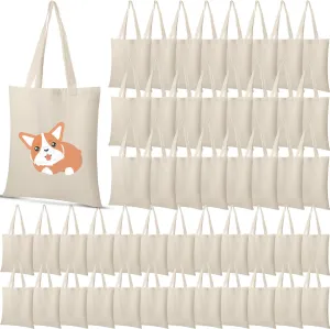 48 Pcs Sublimation Cotton Tote Bags Blank Canvas Bag Bulk Reusable Grocery Bag with Handles for Sublimation DIY Holiday Christmas Operation Gift,13 x 15 Inch