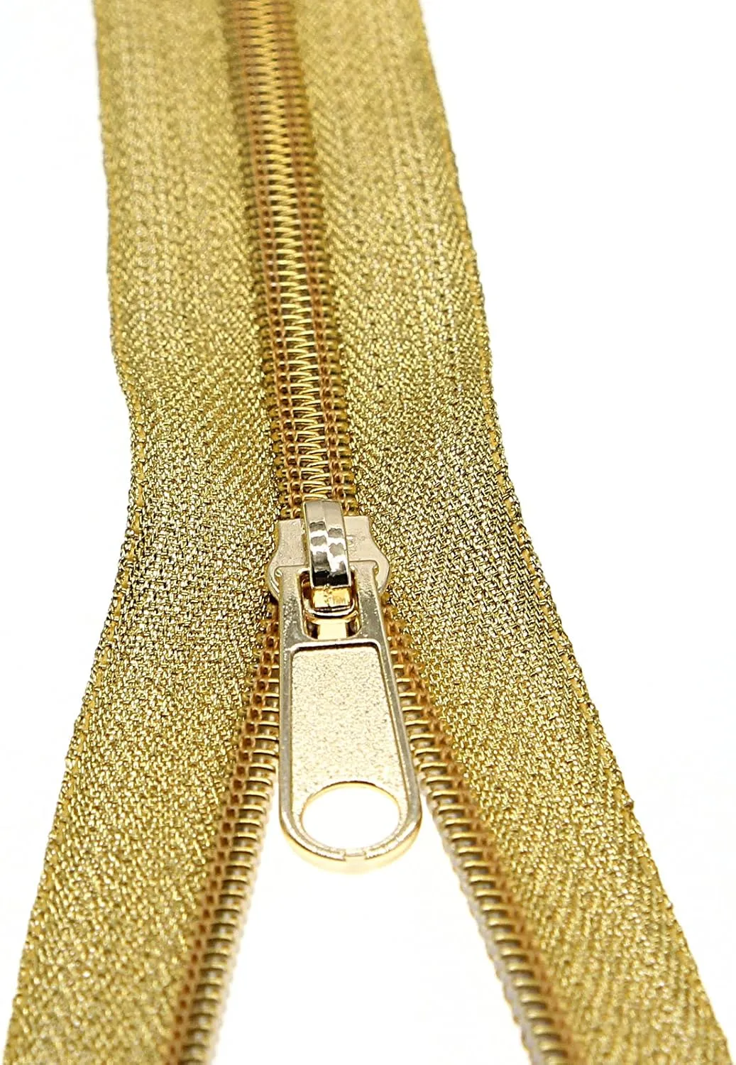 #5 Metallic Nylon Coil Zippers by The Yard,Bulk 5 Yards Gold 5 Yards Silver Metallic Teeth Sewing Zipper for DIY Tailor Crafts Bags,Each Color with 10 PCS Pulls Sliders,SHUNLI