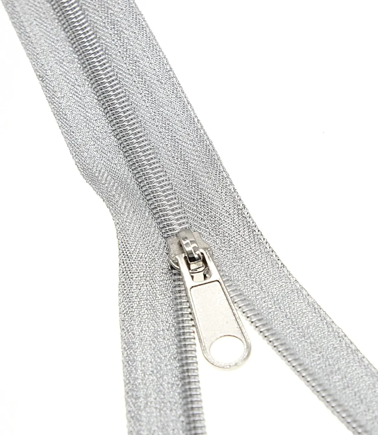 #5 Metallic Nylon Coil Zippers by The Yard,Bulk 5 Yards Gold 5 Yards Silver Metallic Teeth Sewing Zipper for DIY Tailor Crafts Bags,Each Color with 10 PCS Pulls Sliders,SHUNLI