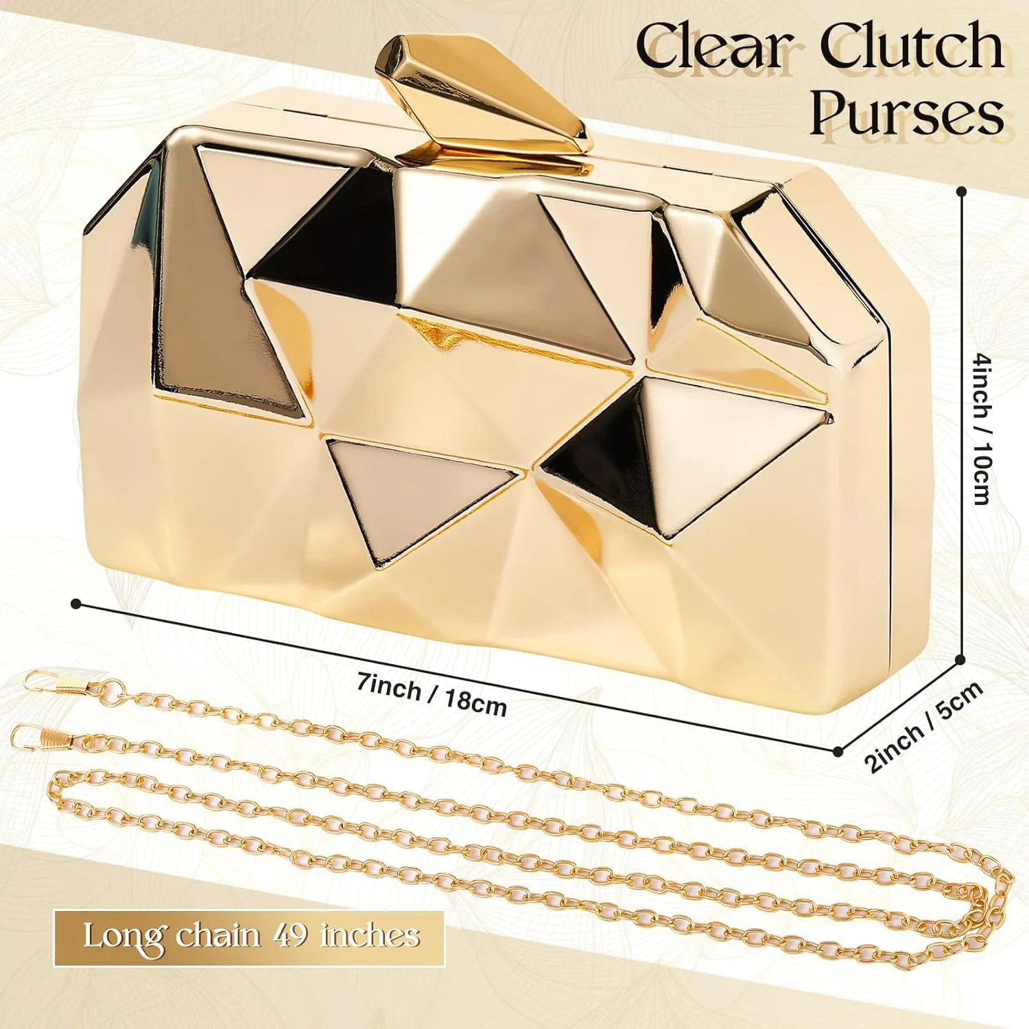 5 Pcs Clutch Purse for Women Evening Prom Purses Metallic Handbag for Wedding Banquet Retro Jewelry Set