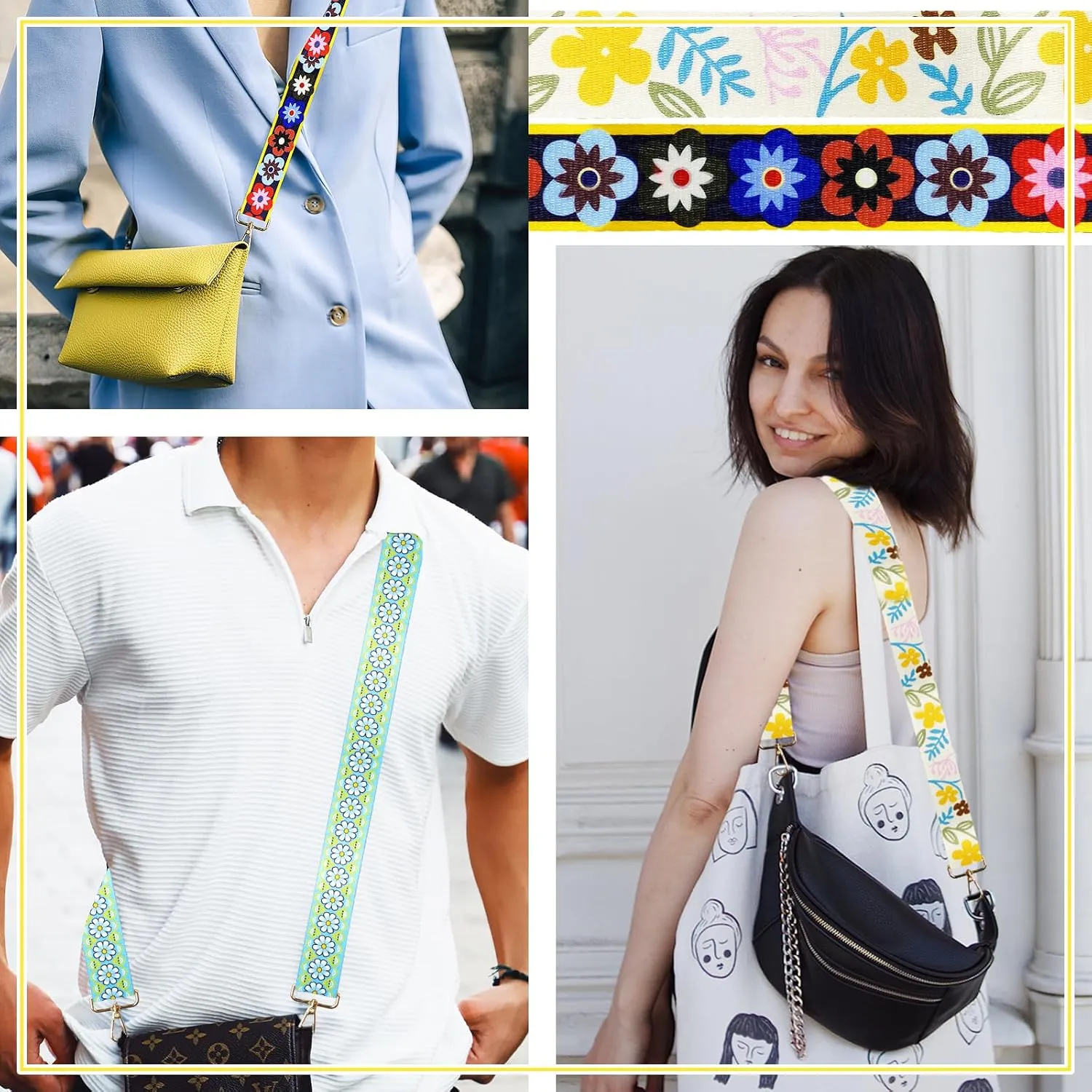 6 Pieces Purse Straps Replacement Crossbody Straps for Purses 1.5 Inches Purse Strap for Handbags Shoulder Strap