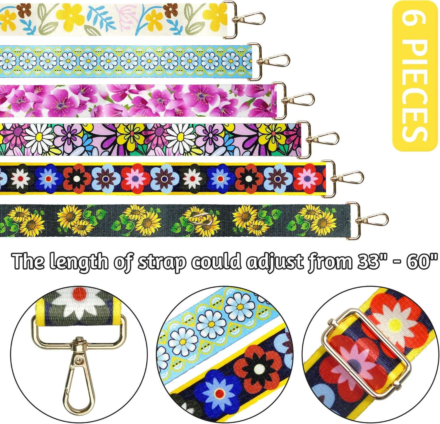 6 Pieces Purse Straps Replacement Crossbody Straps for Purses 1.5 Inches Purse Strap for Handbags Shoulder Strap