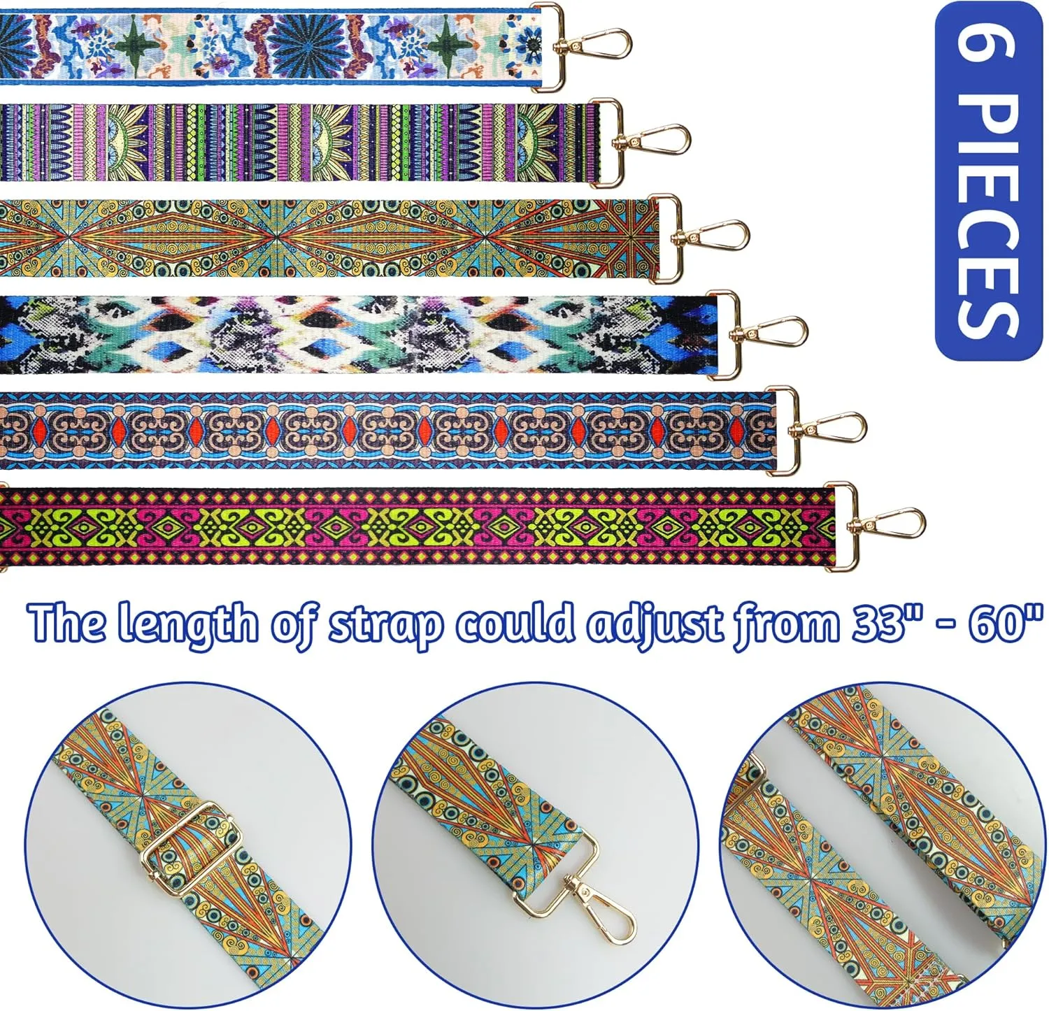 6 Pieces Purse Straps Replacement Crossbody Straps for Purses 1.5 Inches Purse Strap for Handbags Shoulder Strap