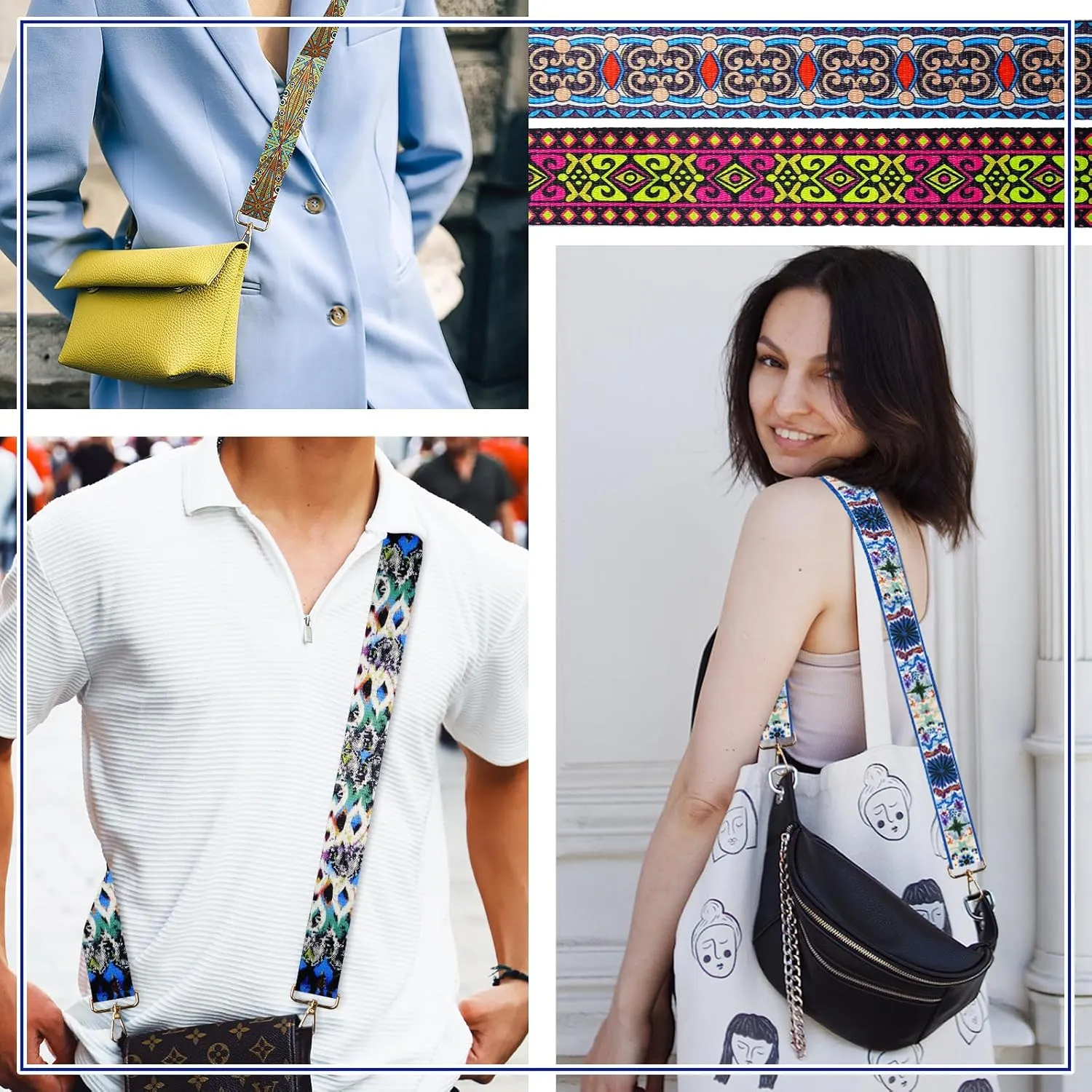 6 Pieces Purse Straps Replacement Crossbody Straps for Purses 1.5 Inches Purse Strap for Handbags Shoulder Strap