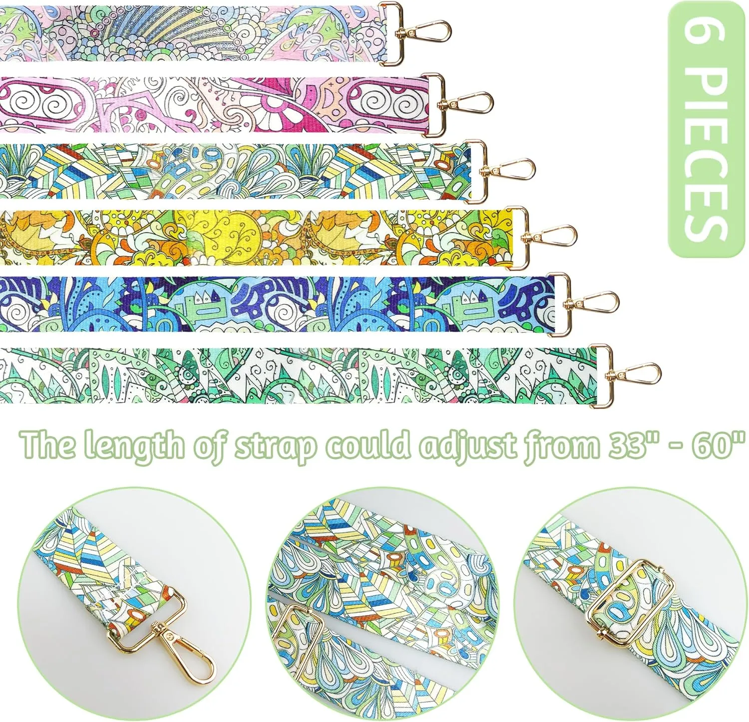 6 Pieces Purse Straps Replacement Crossbody Straps for Purses 1.5 Inches Purse Strap for Handbags Shoulder Strap