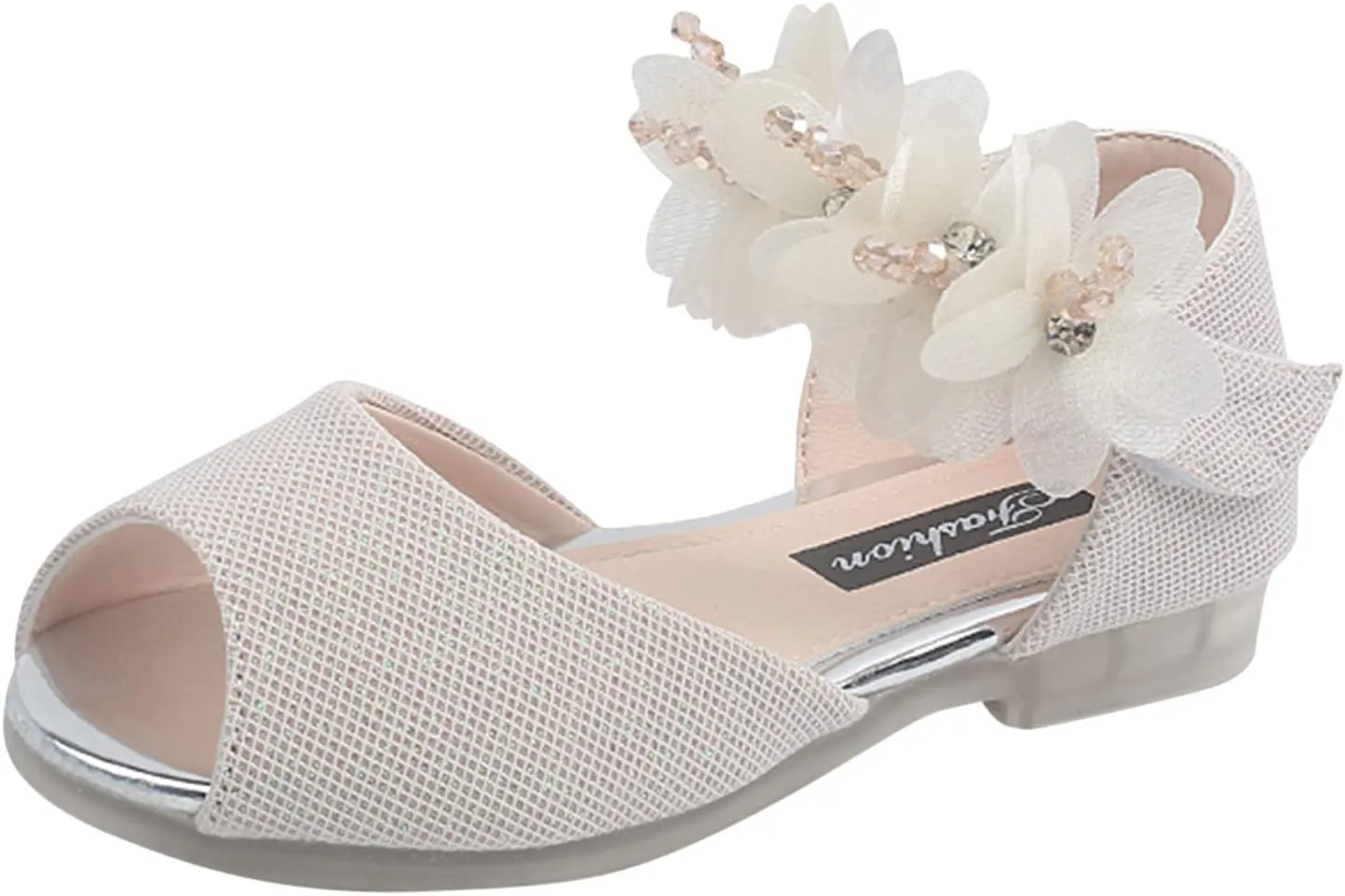 6 Year Old Girls Slippers Girls Rhinestone Flower Shoes Low Heel Flower Wedding Soccer Slide Sandal Girls