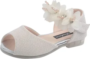 6 Year Old Girls Slippers Girls Rhinestone Flower Shoes Low Heel Flower Wedding Soccer Slide Sandal Girls