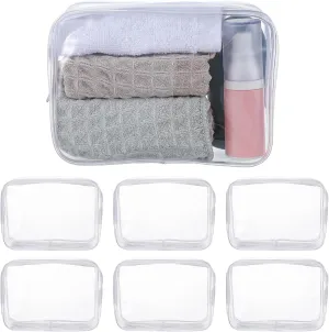 6Pcs Clear Toiletry Bags for Traveling, Plastic Portable Cosmetic Bags with Zipper Waterproof Makeup Pouch TSA Approved for Vacation Travel Organizer Essentials