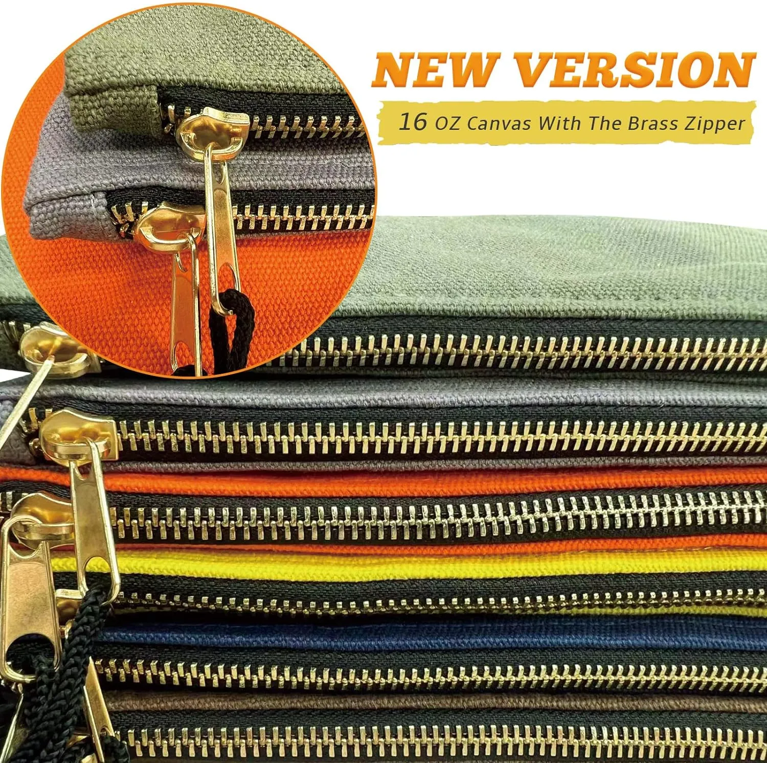 7 Pack Canvas Tool Bag Zipper Pouch - Heavy Duty 16 oz. Canvas Tools Utility Pouches, Multipurpose Storage Organizer Tote Bags with Dependable Metal Zippers, 12.5 x 7-Inch