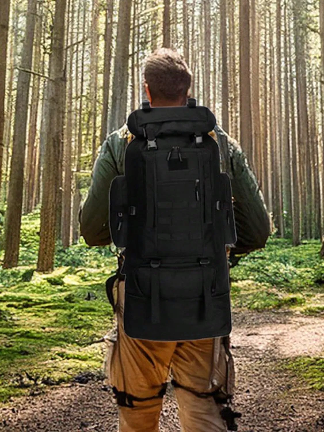 80L/100L Hiking Backpack for Camping Backpack Military Rucksack Molle 5 Days Assault Pack for Climbing Trekking (Black,100L)