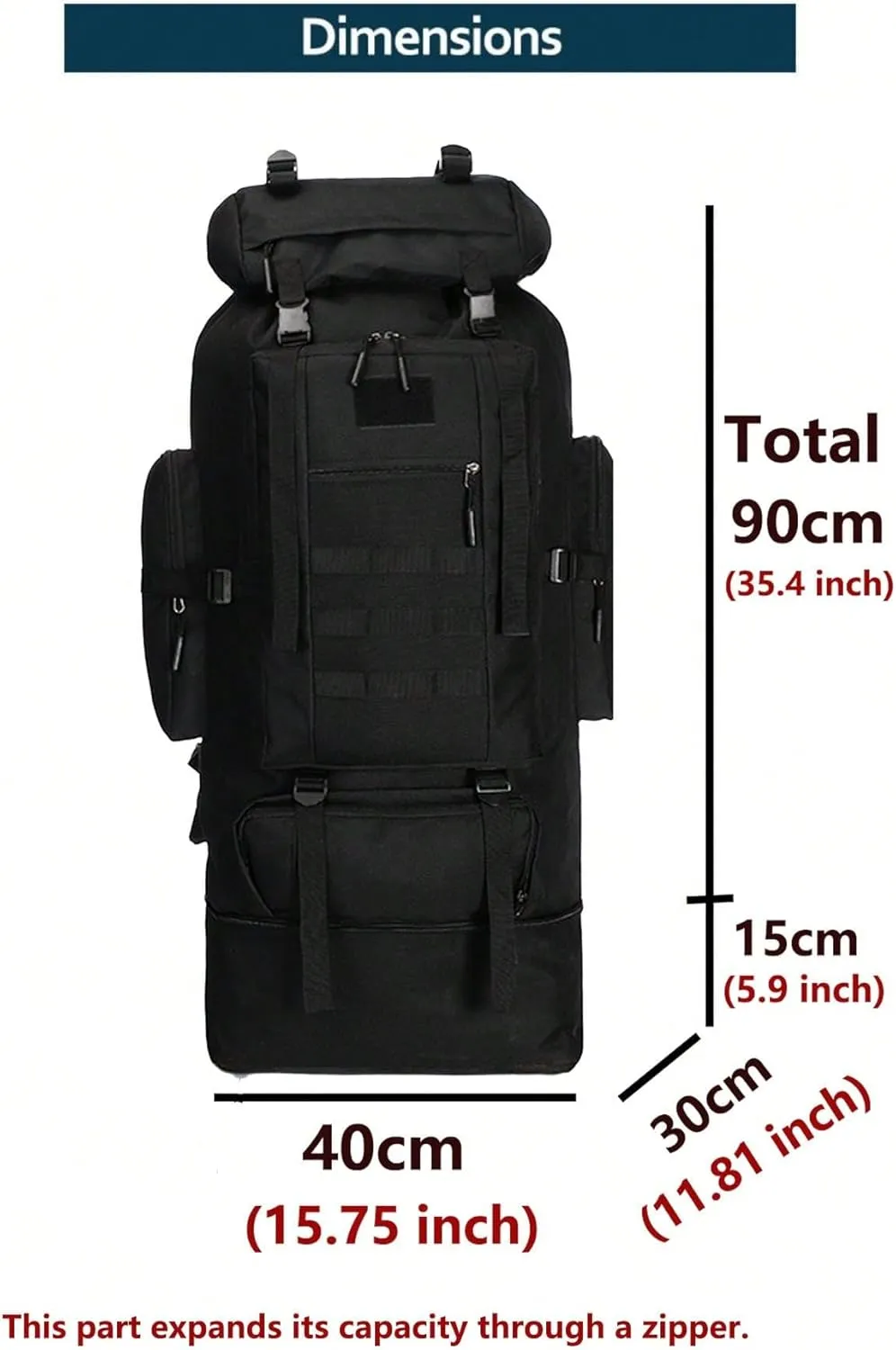 80L/100L Hiking Backpack for Camping Backpack Military Rucksack Molle 5 Days Assault Pack for Climbing Trekking (Black,100L)