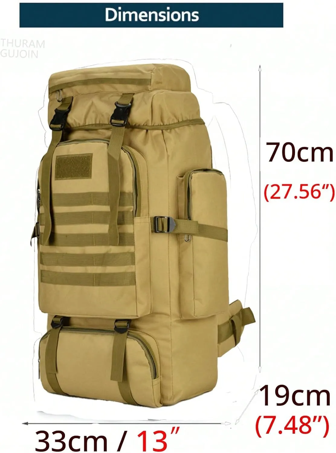 80L/100L Hiking Backpack for Camping Backpack Military Rucksack Molle 5 Days Assault Pack for Climbing Trekking (Khaki,80L)