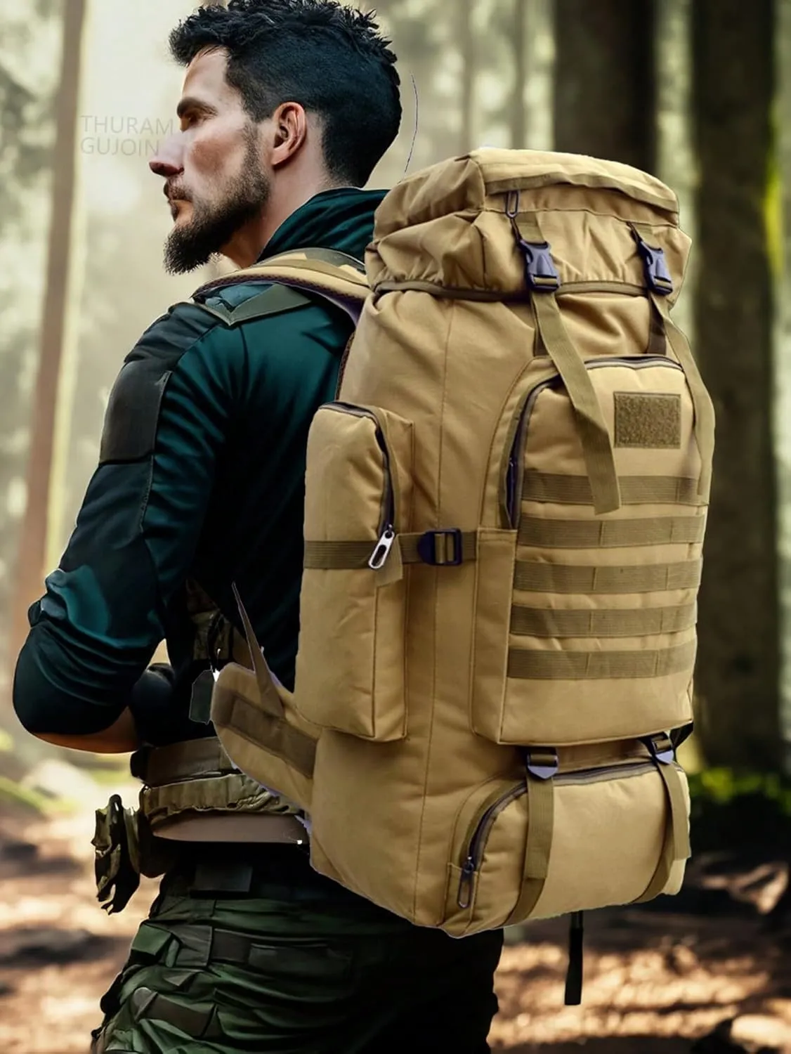 80L/100L Hiking Backpack for Camping Backpack Military Rucksack Molle 5 Days Assault Pack for Climbing Trekking (Khaki,80L)